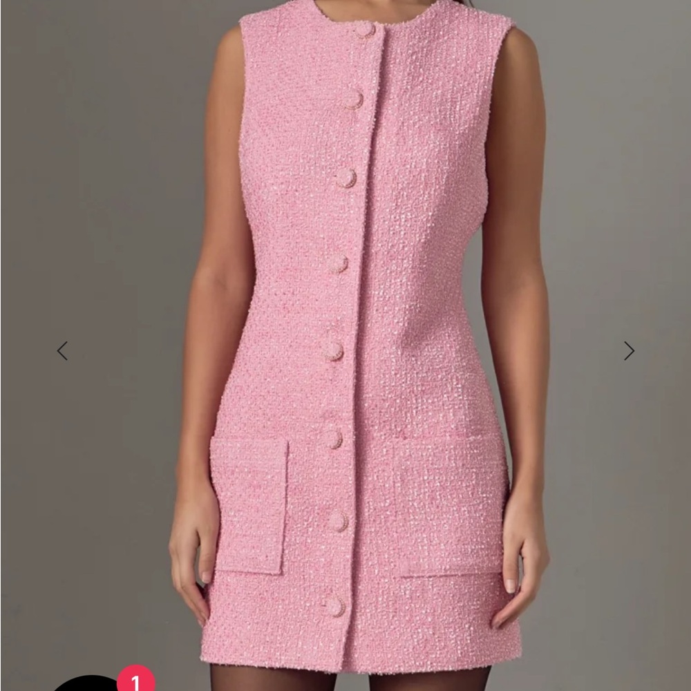 Endless Rose Tweed Pink Mini Dress XS